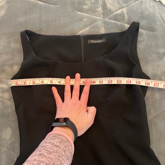 Tahari Long Black Evening Gown Dress with Slit Size 2 - Picture 14 of 16